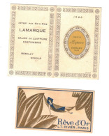 LOT 2 DOCUMENTS - CALENDRIER DE POCHE 1966 PARFUM ESPACE CHERAMY PARIS - ÉTIQUETTE CARTON RÊVE D'OR L.T.PIVER PARIS - Altri & Non Classificati