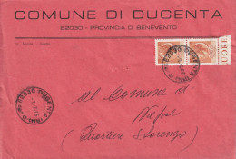 1/7/1975 - Busta Da Comune Di Dugenta (Benevento) a Napoli - Affr. Coppia Verticale 80L Siracusana Fluorescente - 1971-80: Storia Postale