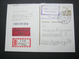 BERLIN , 30 Pfg. Burgen  Ganzsache Als Einschreiben Eilkarte  Mit TAXE PERCUE - Cartes Postales - Oblitérées