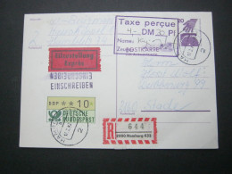 BERLIN , 20 Pfg, Unfall Ganzsache Als Einschreiben Eilkarte  Mit TAXE PERCUE Nach Stade Und Zurückverschickt 1982 - Cartes Postales - Oblitérées