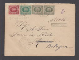 SAN MARINO 1877 STEMMA 3 V. 1894 STEMMA 1 V. SU BUSTA TRICOLORE - Covers & Documents