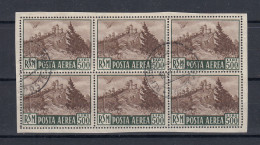 SAN MARINO 1951 VEDUTA 500 LIRE BLOCCO 6 V. USATI PERFETTO SPL FIRMATO DIENA - Used Stamps