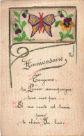 FANTAISIE - Carte Brodée - Anniversaire - Carte Postale Ancienne - Embroidered