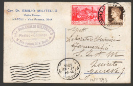 CARTOLINA INTESTATA - 1930 - NAPOLI - DOTT. MILITELLO  - BELLA AFFRANCATURA (INT593) - Magasins