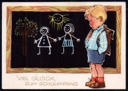 G4960 - Glückwunschkarte Schulanfang - Kinder - Planet Verlag DDR Grafik - Primero Día De Escuela