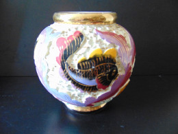 Vase Boule Monaco " Poissons Et Algues " Multicolores ( 18 X 18 Cm, Poids 1310 Gr ) - Vasen