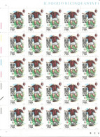 (REPUBBLICA ITALIANA) 1993, MILAN CAMPIONE D'ITALIA - Foglio Di 50 Francobolli Nuovo MNH, Piegato In Due Parti - Full Sheets