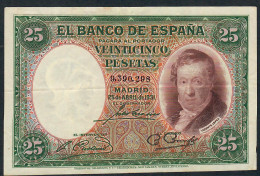 SPAIN P81 25 PESETAS 1931 #9.390...  VF - 25 Peseten