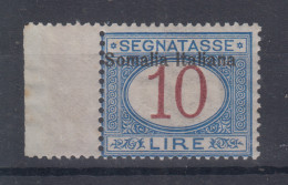 COLONIE SOMALIA 1909 SEGNATASSE 10 LIRE N.22 G.I MNH** BORDO FOGLIO - Somalië