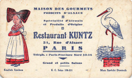 Paris 10ème * Maison Des Gourmets Restaurant KUNTZ 31 Rue D'alsace * Carte De Visite Ancienne Illustrée - District 10