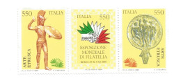 (REPUBBLICA ITALIANA) 1984, ARTE ETRUSCA, ESPOSIZIONE MONDIALE DI FILATELIA - Trittico Di Francobolli Nuovo MNH - 1981-90:  Nuovi