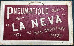 Rare Grand Carton En Relief Pneu Pneumatique LA NEVA Paris Auto Automobile - Voitures