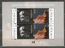 POLAND MNH ** 3977-3978 En Feuillet ART. SCULPTURES. LEVRES D'EROS. REVE II. IGOR MITORAJ. - Nuevos