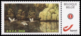 DUOSTAMP** / MYSTAMP** - Buzin - ABCP - Meilleurs Voeux / Beste Wensen 2018 - Cygne / Zwaan (Bord Large / Brede Rand) - Cygnes