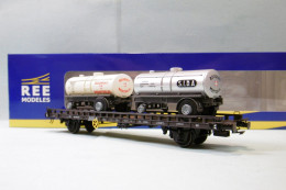 REE - WAGON UFR Biporteur Citernes S.I.D.A Bourgey-Montreuil SNCF Ep. III Réf. WB-613 Neuf NBO HO 1/87 - Goods Waggons (wagons)