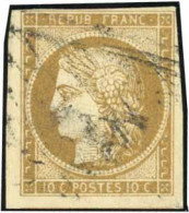 Obl. 1 - 10c. Bistre-jaune. Obl.grille Sans Fin. B. - 1849-1850 Ceres