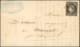 Obl. 3 - 20c. Noir S/jaune, Obl. Grille S/lettre Manuscrite De DARGNIES Du 29 Décembre 1849 à Destination De COURVAL. Ca - 1849-1850 Cérès