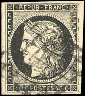 Obl. 3a -  20c. Noir S/blanc. Obl. Filet Effacé. SUP. - 1849-1850 Cérès