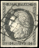 Obl. 3c - 20c. Gris-noir. TB. - 1849-1850 Ceres