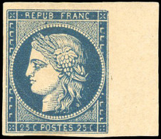 * 4a - 25c. Bleu Foncé Nuance Très Encrée. BdeF. SUP. - 1849-1850 Cérès