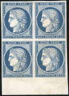 (*) 4a - 25c. Bleu Foncé. Bloc De 4. Imperfections Dans Le Papier Sinon SUP. - 1849-1850 Cérès