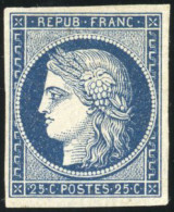 * 4a - 25c. Bleu Foncé. Grande Fraîcheur. SUP. - 1849-1850 Cérès