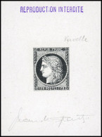 (*) 7 - Epreuve SPERATI Du 1F. Vermillon En Noir Et Blanc. SUP. - 1849-1850 Cérès