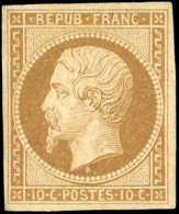 * 9a - 10c. Bistre-brun. Belle Nuance. Grande Fraîcheur. Pièce De Grande Qualité. SUP. RR. - 1852 Louis-Napoléon