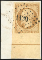 Obl. 9b - 10c. Bistre-jaune. Bord De Feuille Avec Filet D'encadrement. Obl. PC 1139 S/petit Fragment. SUP. RR. - 1852 Louis-Napoléon