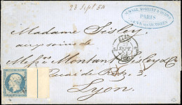 Obl. 10 - 25c. Bleu, Grand BdeF Avec Filet D'encadrement, Obl. étoile S/lettre Frappée Du CàD De PARIS (60) Du 23 Septem - 1852 Louis-Napoléon