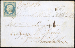 Obl. 10 - 25c. Bleu Obl. PC 1647 S/lettre Frappée Du CàD De LANVOLLON Du 30 Juin 1854 à Destination D'ERQUY - COTE D'AMO - 1852 Louis-Napoléon