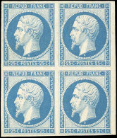 ** 10a - 25c. Bleu Foncé. Bloc De 4 Dont 2 Timbres Avec Charnière. Très Frais. SUP. - 1852 Louis-Napoléon