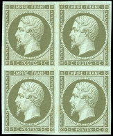 * 11 - 1c. Olive. Bloc De 4. 2 Exemplaires **. TB. - 1853-1860 Napoléon III