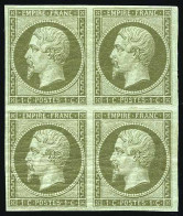 ** 11b - 1c. Olive Clair. Bloc De 4. 2 Timbres *. SUP. - 1853-1860 Napoleon III