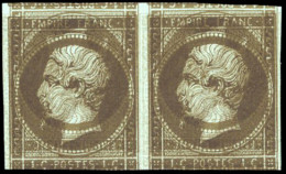 (*) 11c - Essai. 1c. Mordoré. Double Impression Dont Une Renversée. TB. - 1853-1860 Napoléon III