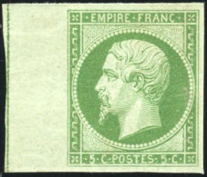 * 12d - 5c. Vert Foncé. Bord De Feuille Avec Filet D'encadrement. Très Grande Fraîcheur. Pièce Rare. SUP. R. - 1853-1860 Napoléon III