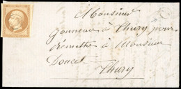 Obl. 13A - 10c. Bistre Obl. S/lettre Frappée Du Cachet Boite Rurale C à Destination De THURY - CALVADOS. SUP. - 1853-1860 Napoléon III
