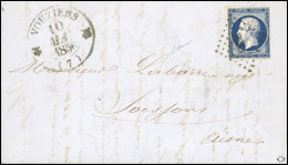 Obl. 14Aa - 20c. Bleu Foncé Obl. PC 3683 S/lettre Frappée Du CàD (Type 12) De VOUZIERS Du 10 Mai 1856 à Destination De S - 1853-1860 Napoléon III