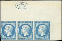 ** 14B - 20c. Bleu. Bande 3. CdeF Avec Cachet ''Contrôle T.P.''. SUP. - 1853-1860 Napoléon III