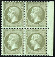 ** 19 - 1c. Vert-olive. Bloc De 4. BdeF. SUP. - 1862 Napoléon III