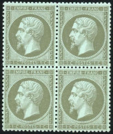 * 19 - 1c. Vert-olive. Bloc De 4. Centrage Parfait. SUP. - 1862 Napoléon III