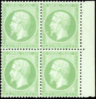 ** 20 - 5c. Vert. Bloc De 4 Avec BdeF. SUP. - 1862 Napoleon III