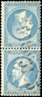 Obl. 22b - 20c. Bleu. Paire Verticale Tête-Bêche. Obl. GC 5105. TB. - 1862 Napoléon III.