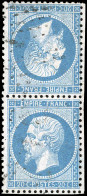 Obl. 22b - Paire Tête-Bêche Du 20c. Bleu. Obl. Légère. TB. - 1862 Napoleon III
