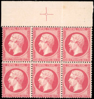 ** 24a - 80c. Rose Foncé. Bloc De 6. HdeF Avec Croix De Repère. Fraîcheur Postale. Pièce De Rêve. SUP. - 1862 Napoléon III