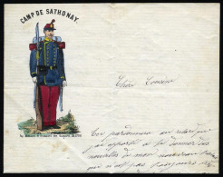 Obl. Papier à L'entête Décorée Du Camp De SATHONAY Avec Texte Manuscrite Du 22 Septembre 1870. SUP. R - 1863-1870 Napoleon III With Laurels