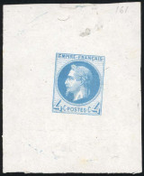 (*) 27 - Epreuve Du 4c. Bleu S/papier De Chine Et Petit Feuillet. SUP. R. - 1863-1870 Napoléon III Lauré