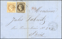 Obl. 28A + 30 - 10c. Bistre+ 30c. Brun Obl. GC 5083 S/lettre Frappée Du CàD De CONSTANTINOPLE Du 30 Juin 1870 à Destinat - 1863-1870 Napoleon III With Laurels