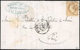 Obl. 28B - 10c. Bistre Obl. S/lettre Locale Frappée Du CàD De PARIS (60) Du 6 Avril 1871. Au Recto, Cachet D'arrivée PAR - 1863-1870 Napoléon III Con Laureles