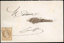 Obl. 28B - 10c. Bistre Obl. ''PP'' Encadré S/enveloppe Locale. TB. - 1863-1870 Napoleon III With Laurels